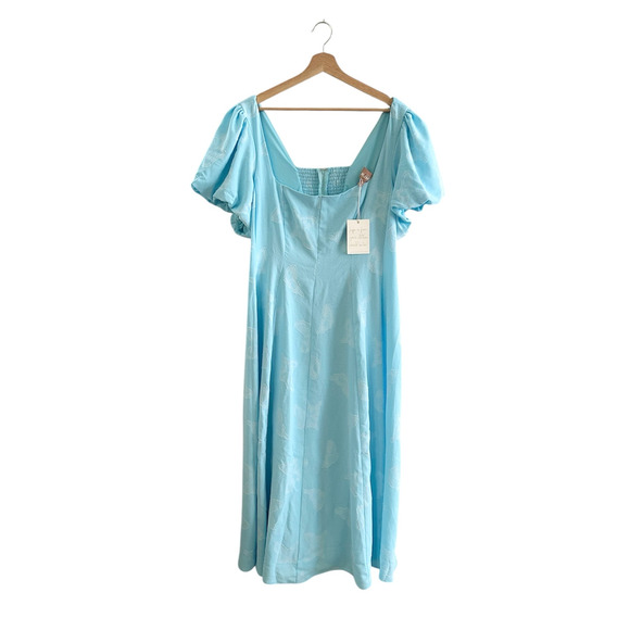 Show Me Your Mumu Mia Midi Dress Blue Clip Butterfly 2X NWT - Picture 4 of 7